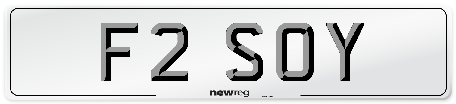 F2 SOY Number Plate from New Reg